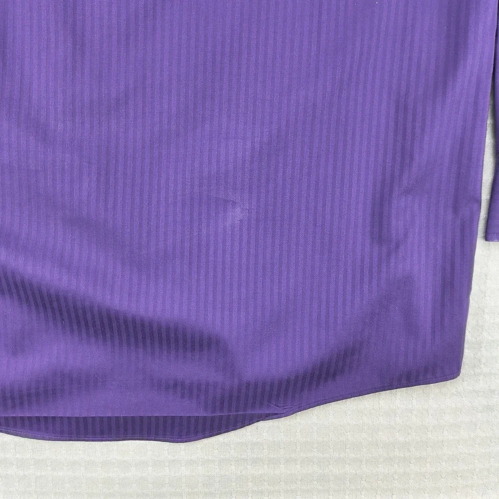 J Garcia‎ Mens Large Purple Tonal Stripe Long Sleeve Wrinkle Free Dress Shirt